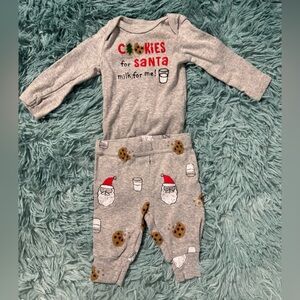 Gray Santa and Cookies Bodysuit Set